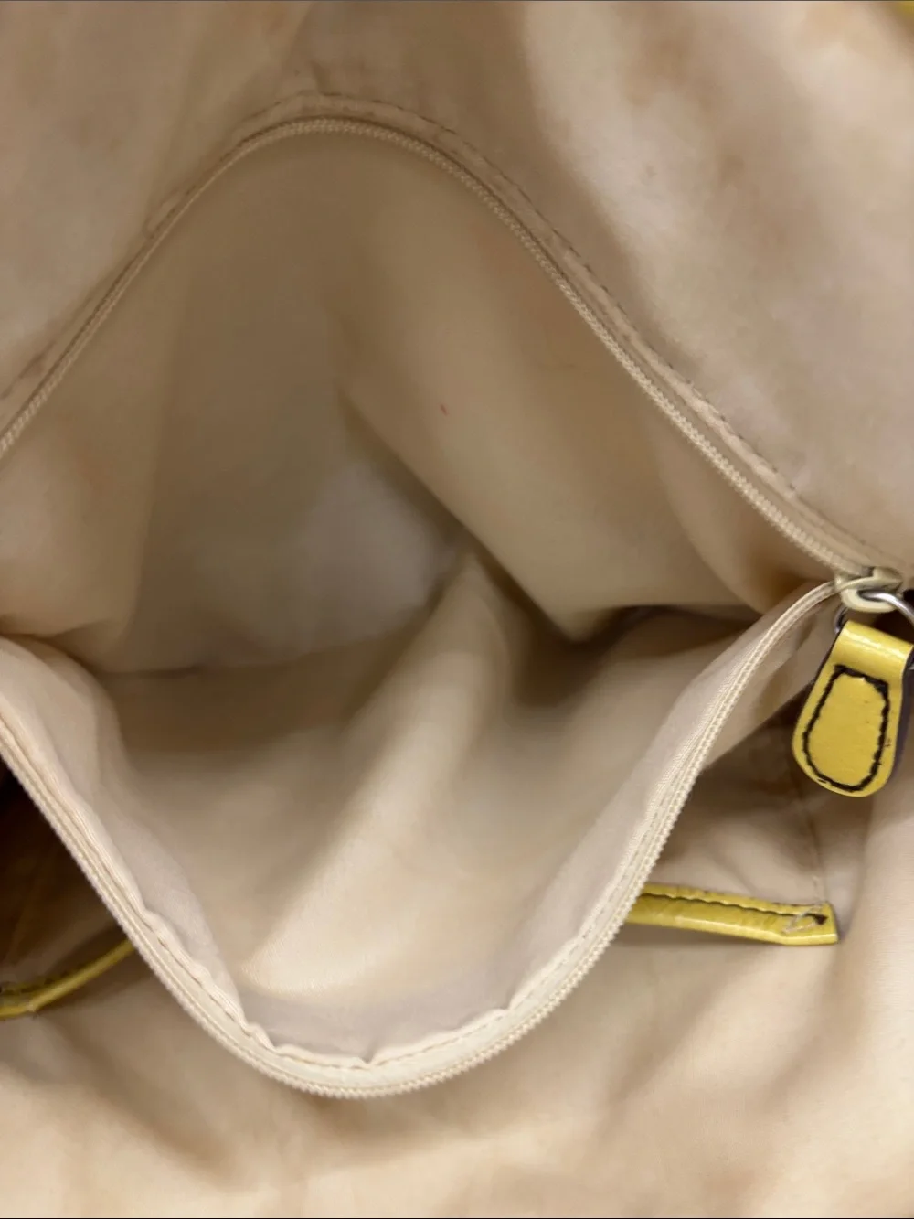 Easy Spirit Yellow Leather Tote with Contrast Trim
